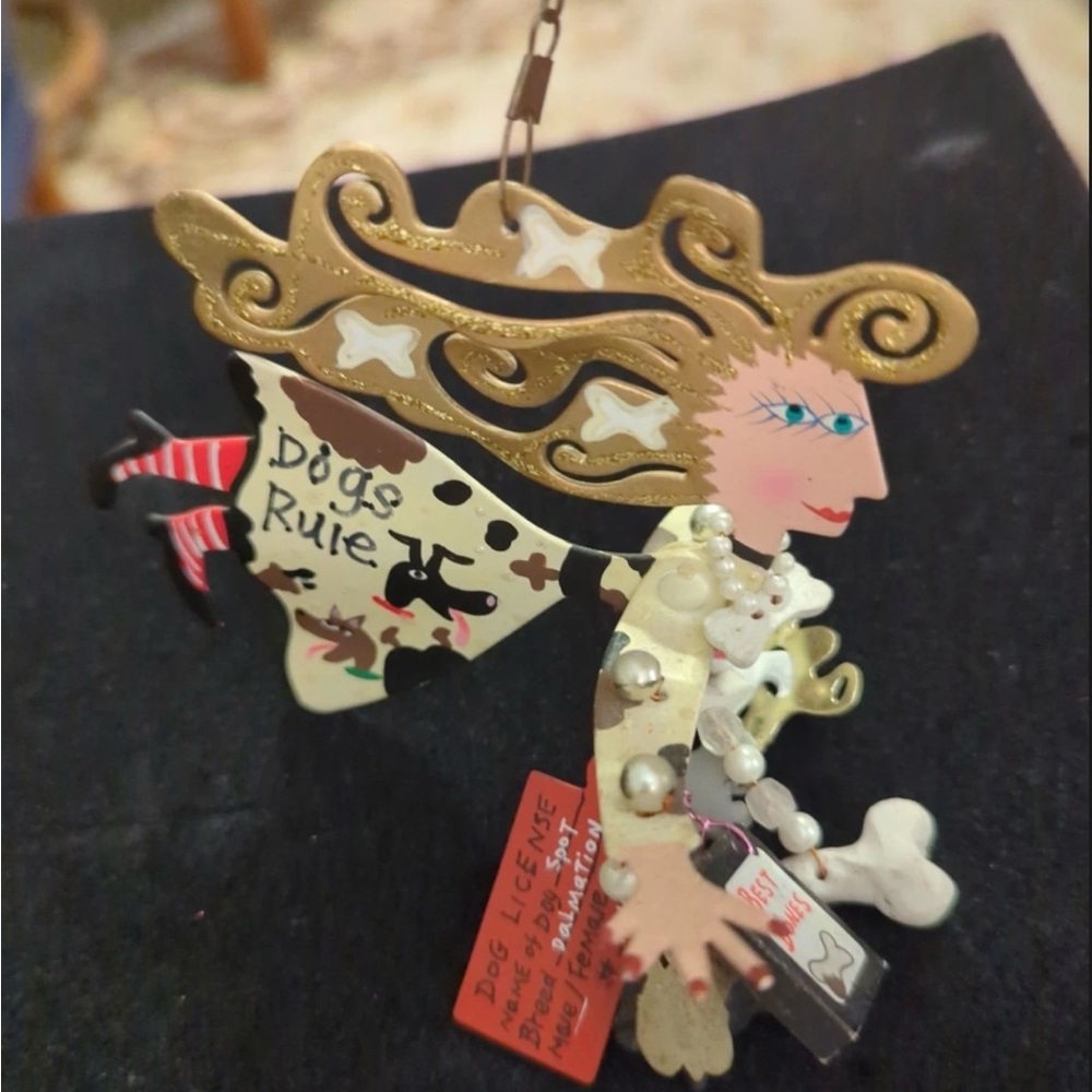 Vintage SILVESTRI Dogs Rule by Karen Rossi/Fanciful Flights Ornament Angel Lady - Picture 7 of 10